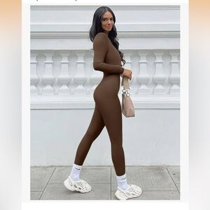 OQQ long sleeve ribbed jumpsuit